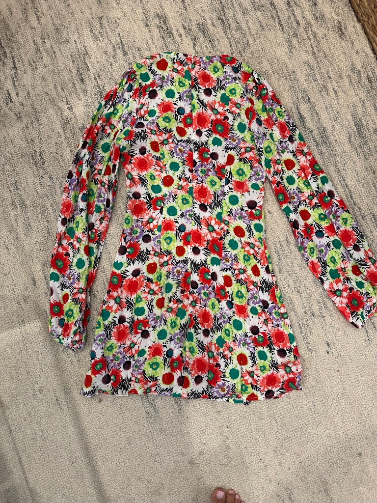 Afrm Long Sleeve Multi Print Short Dress In Size S — image 8 of 8